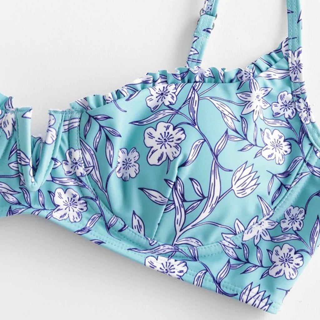 Wave Floral Print Bikini Set